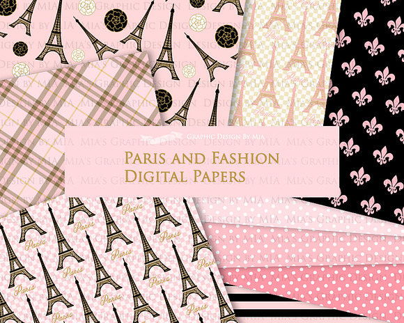 Paris Fashion Clipart+Pattern set in Illustrations - product preview 9