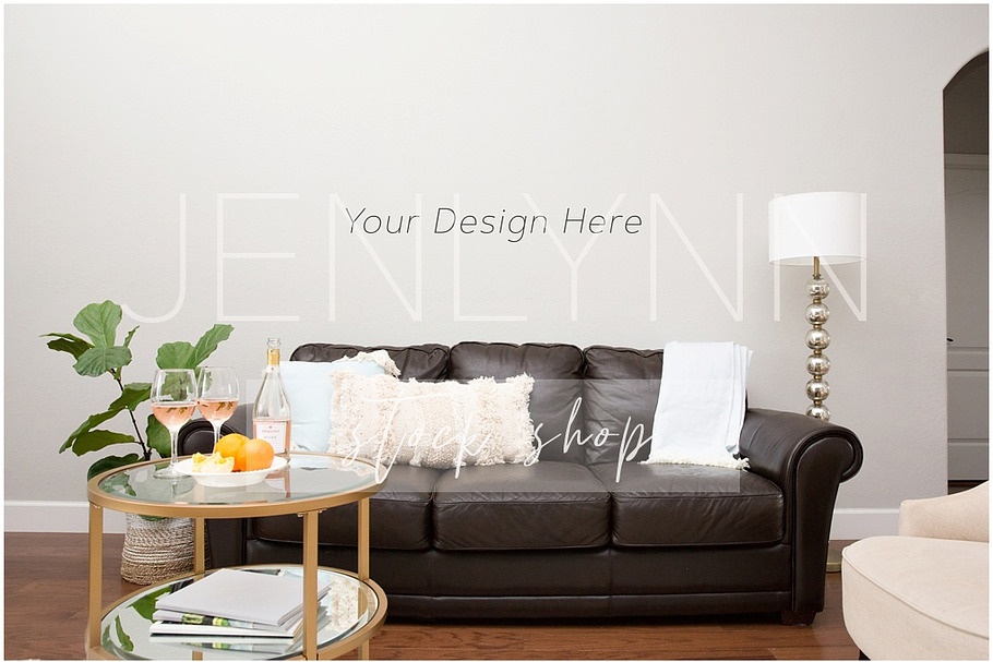 Living Room Mockup Blank Wall in Print Mockups - product preview 8