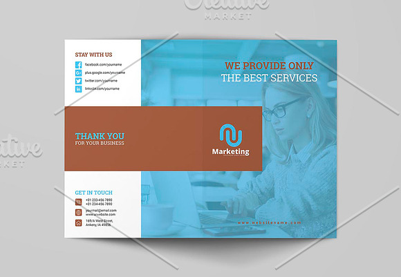 Corporate Bi-fold Brochure Template in Brochure Templates - product preview 3