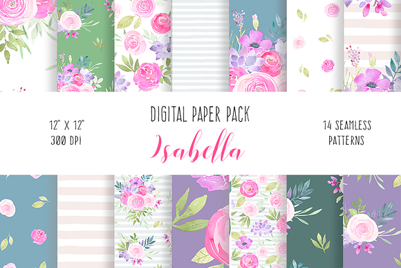 Isabella Watercolour Clip Art Set in Graphics - product preview 3