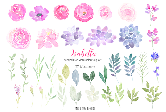 Isabella Watercolour Clip Art Set in Graphics - product preview 4