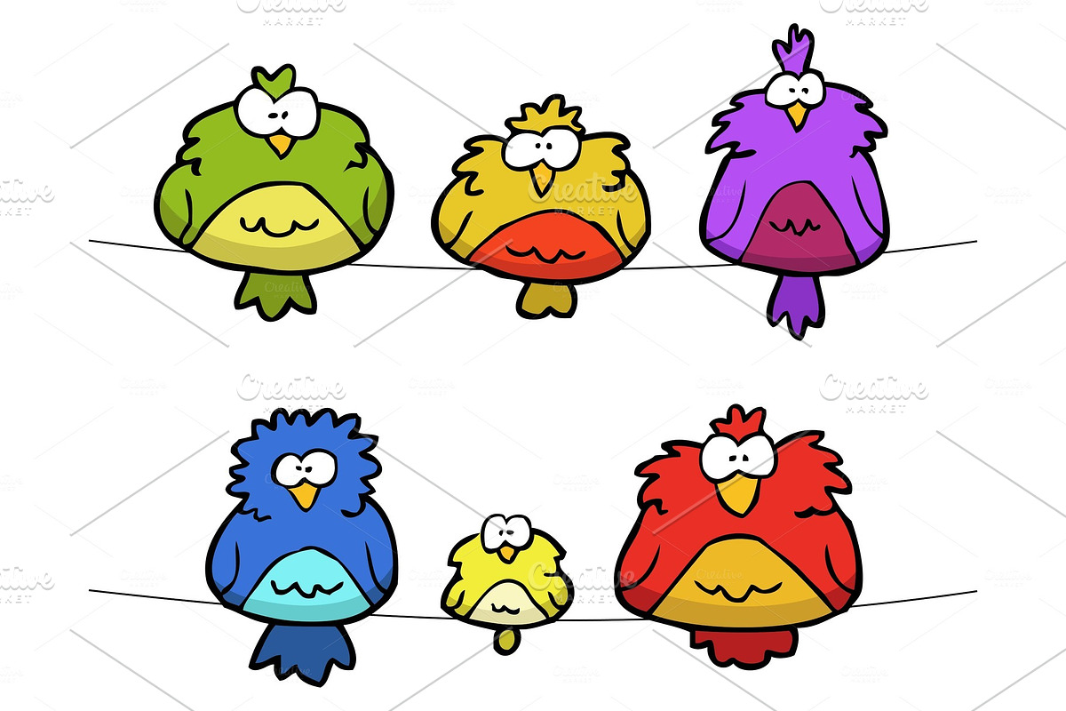 Doodle set of birds in Illustrations - product preview 8