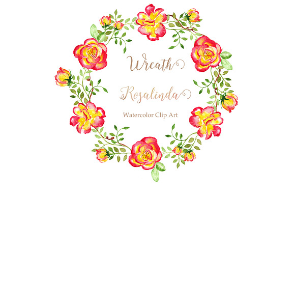 Wreath Rosalinda Watercolor clip art in Graphics - product preview 1