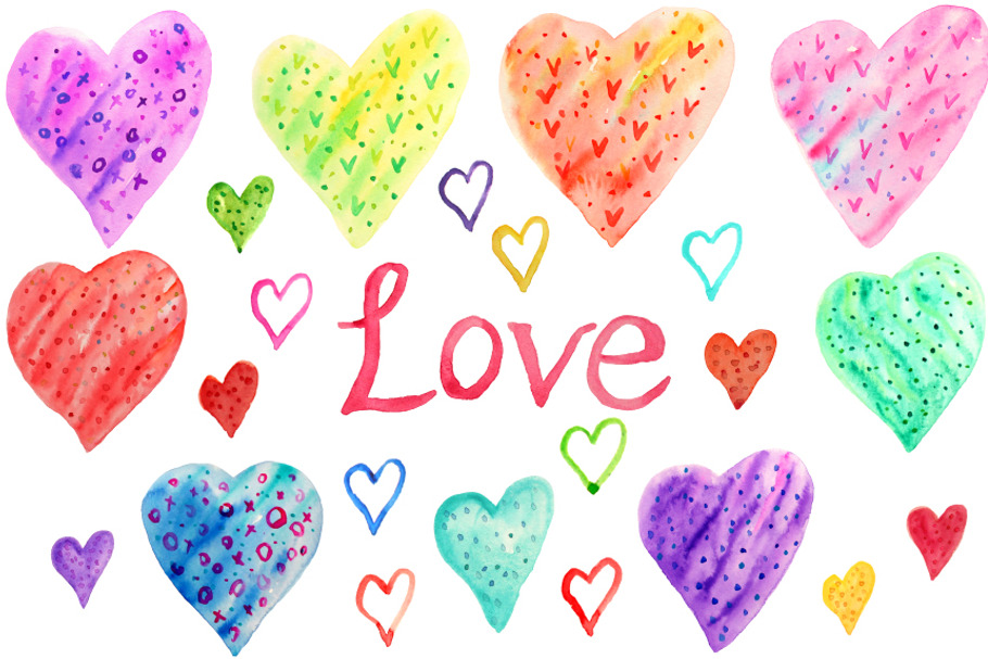 Hand Drawn Watercolor Heart Clipart