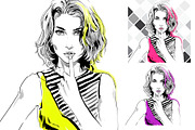 Fashion illustrations, 5 colors