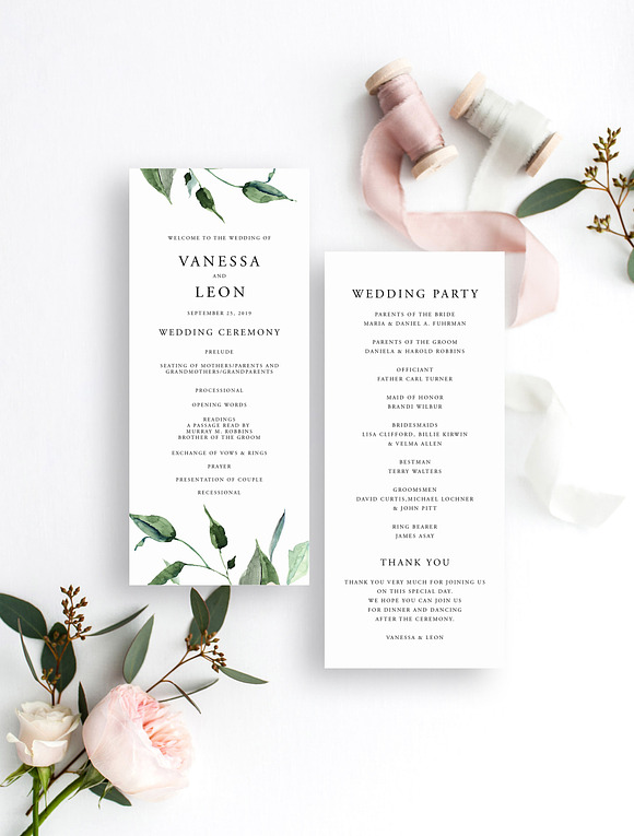Greenery Wedding Ceremony Program in Templates - product preview 1