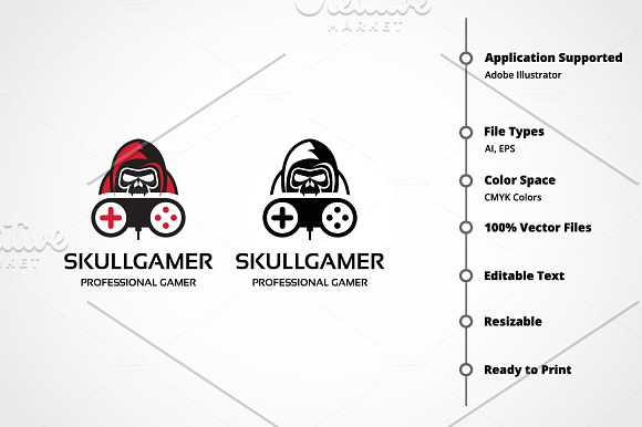 Skull Gamer Logo in Logo Templates - product preview 7