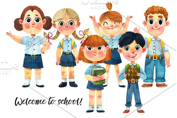 Back to school-watercolor set in Illustrations - product preview 2