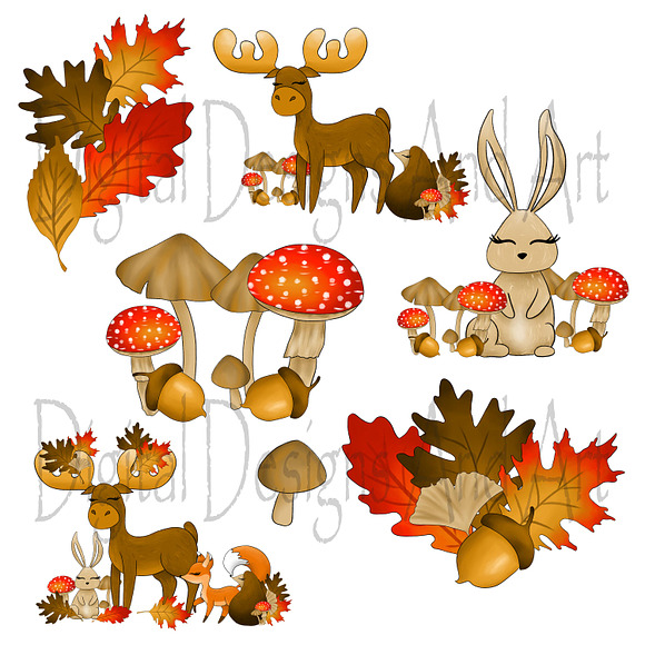 Autumn animals clipart in Illustrations - product preview 1