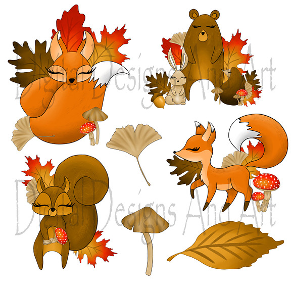 Autumn animals clipart in Illustrations - product preview 2