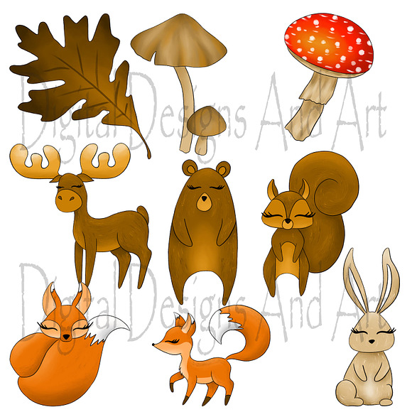 Autumn animals clipart in Illustrations - product preview 4
