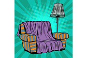 Armchair sofa with floor lamp