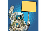 Astronaut with gag protesting for