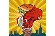 Santa Claus with a Burger climbs