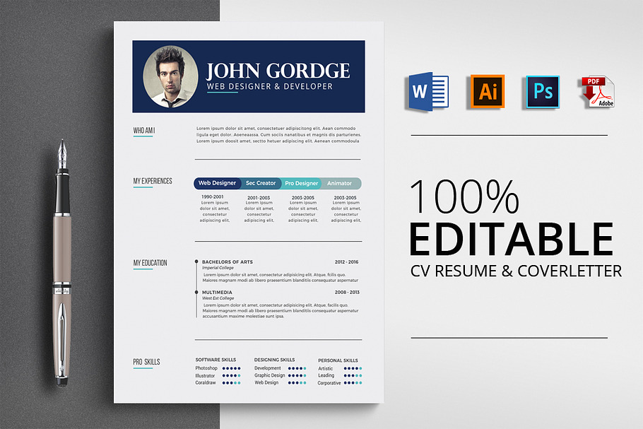 Clean CV Resume Word in Resume Templates - product preview 8