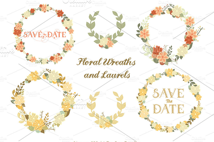 Floral Wreaths & Laurels in Illustrations - product preview 8