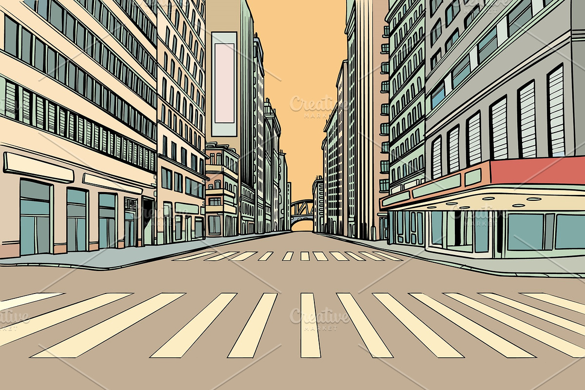 pedestrian crossing in the big city in Illustrations - product preview 8