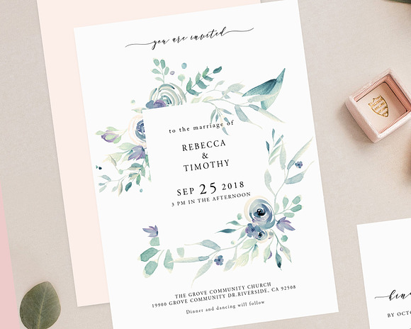 Floral Wedding Invitation Suite in Templates - product preview 1