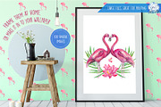 Flamingo Themed Watercolor Clipart 