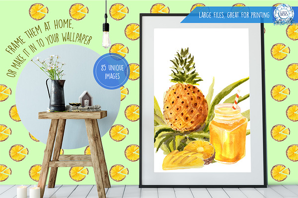 Pineapples! Watercolor Clipart