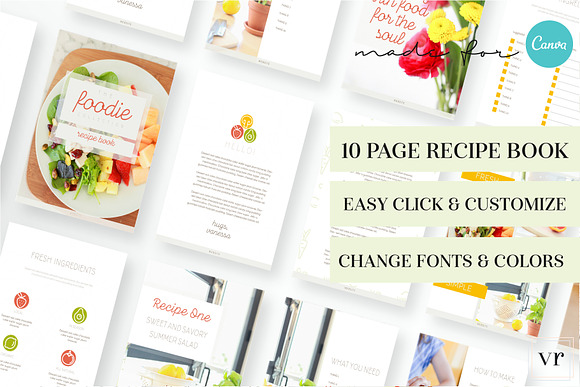 Foodie Recipe Book for Canva in Magazine Templates - product preview 2