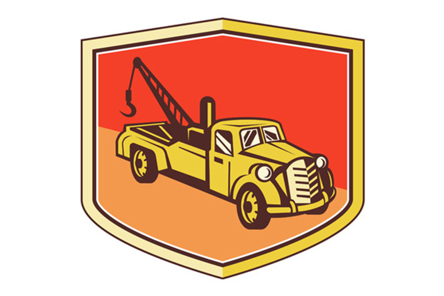 Vintage Tow Truck Wrecker Shield Ret in Illustrations - product preview 8
