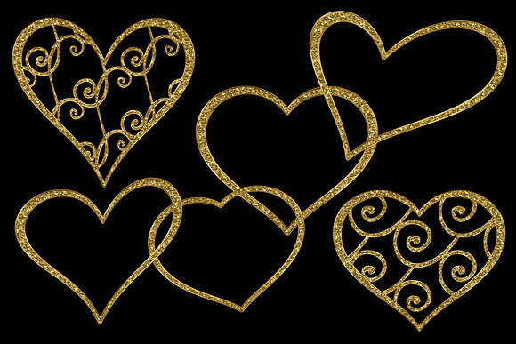 Glittery Gold Hearts in Objects - product preview 1