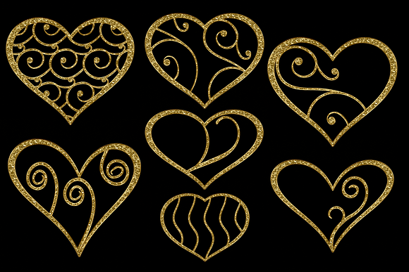 Glittery Gold Hearts in Objects - product preview 2