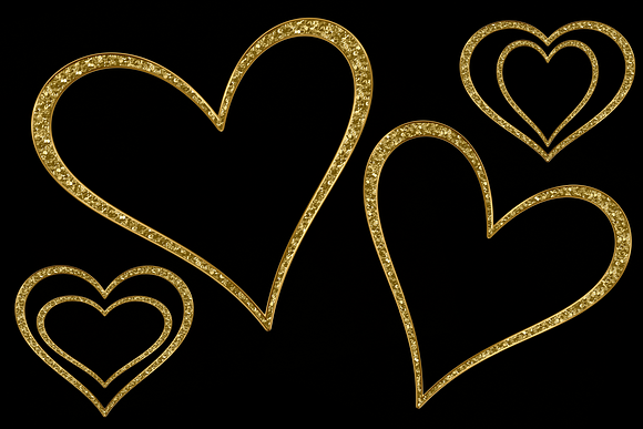 Glittery Gold Hearts in Objects - product preview 3
