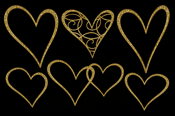 Glittery Gold Hearts in Objects - product preview 4