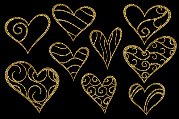 Glittery Gold Hearts in Objects - product preview 5