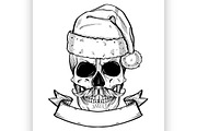 Hand drawn angry skull of Santa