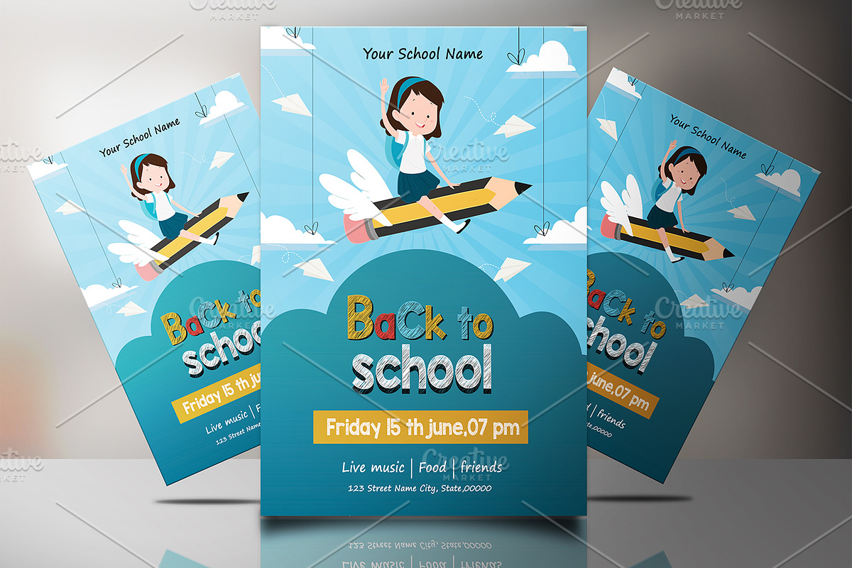 Back To School Party Flyer V835 in Flyer Templates - product preview 8