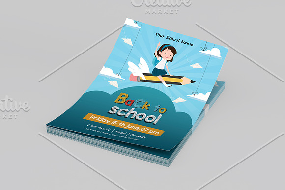 Back To School Party Flyer V835 in Flyer Templates - product preview 2
