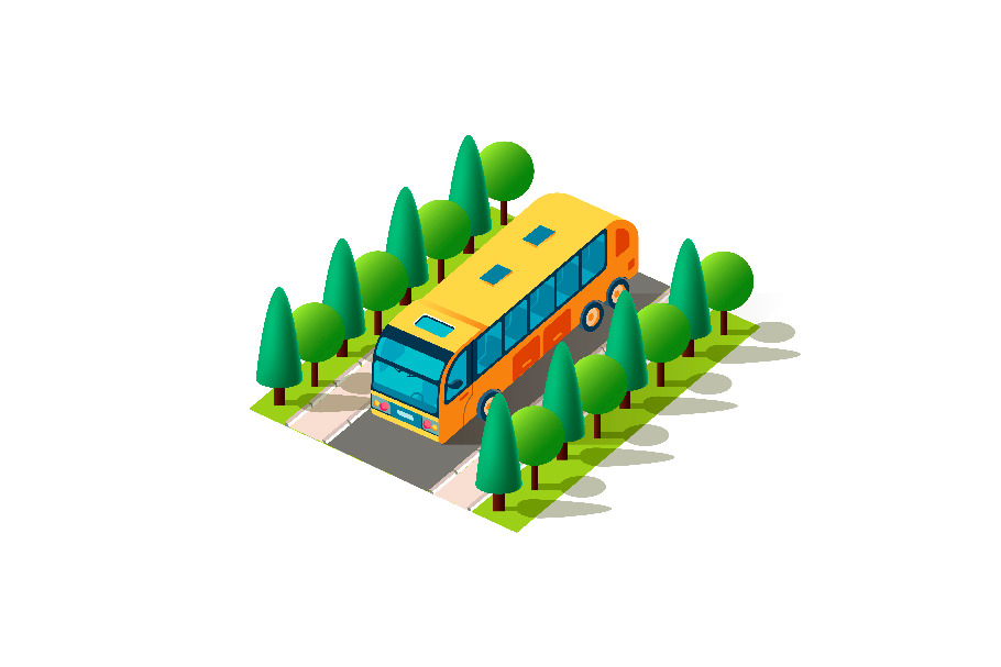 Isometric front right view bus 