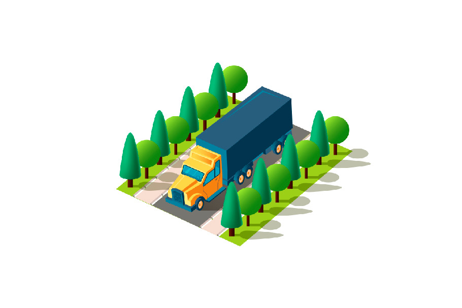 Isometric front left view truck in Objects - product preview 8