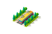 Isometric front left view tram