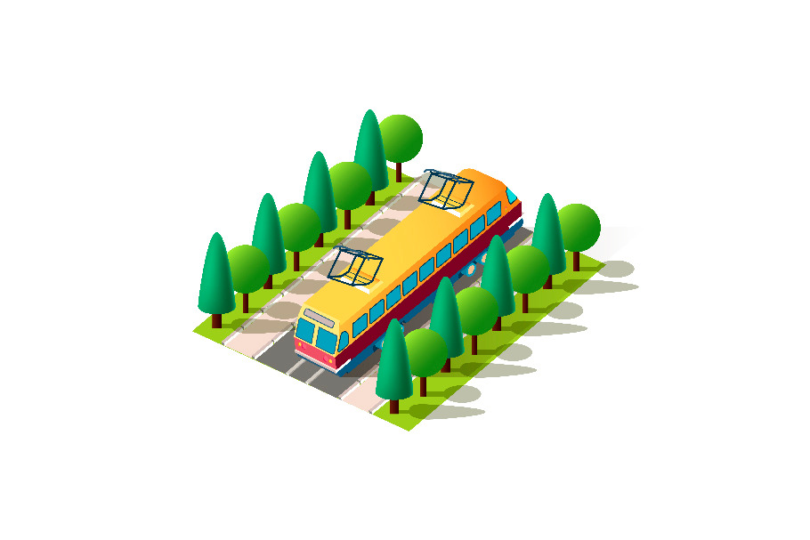 Isometric front left view tram in Objects - product preview 8