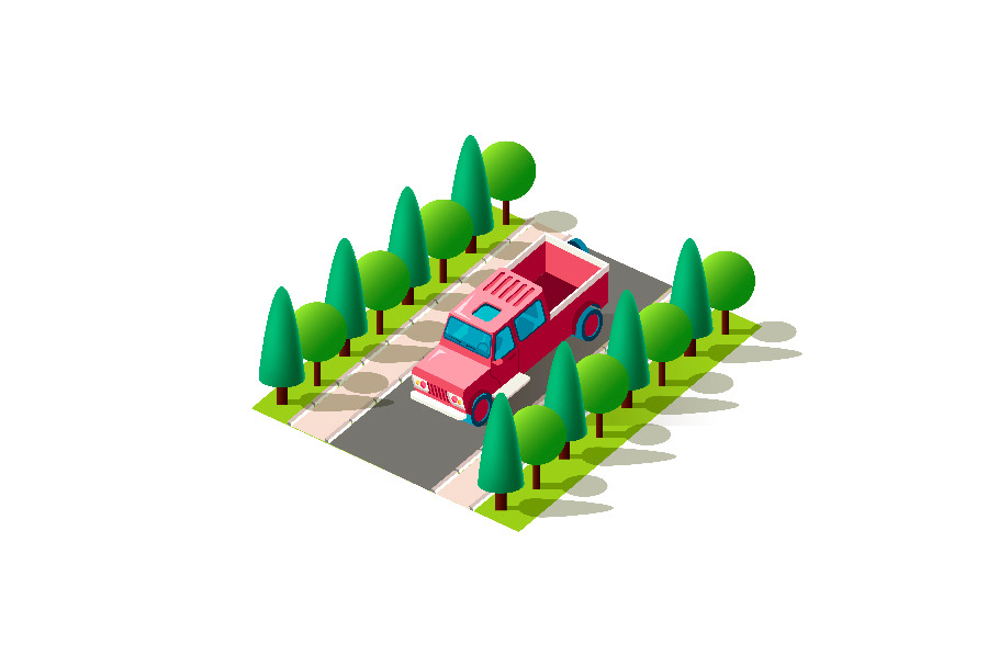 Isometric front left view pickup  in Objects - product preview 8