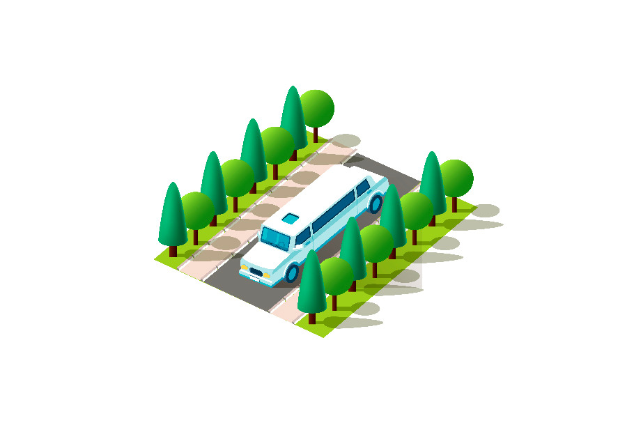 Isometric front left view limousine in Objects - product preview 8