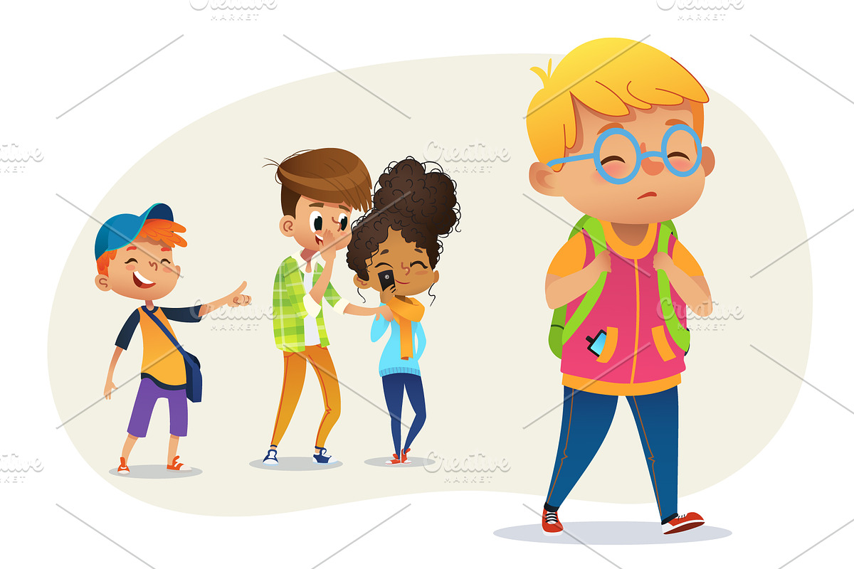 Bulling at school. Vector in Illustrations - product preview 8