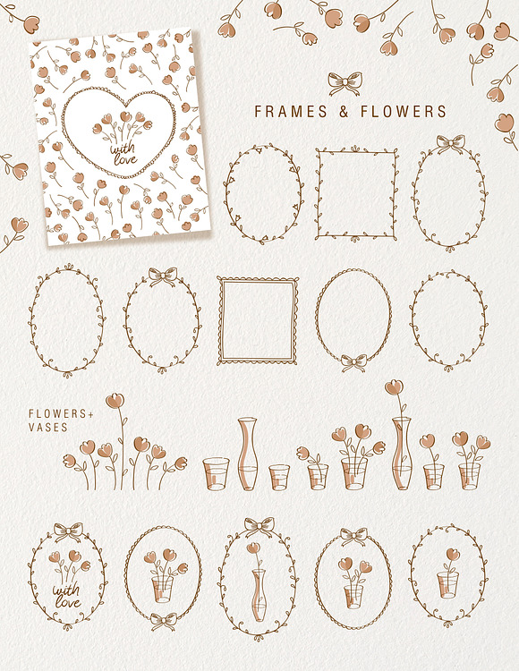 Vintage frames & flowers in Illustrations - product preview 1