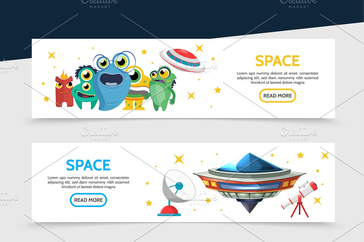 Space horizontal banners in Illustrations - product preview 8