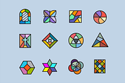 12 Stained Glass Icons