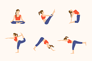 12 Yoga Poses Icon Illustrations