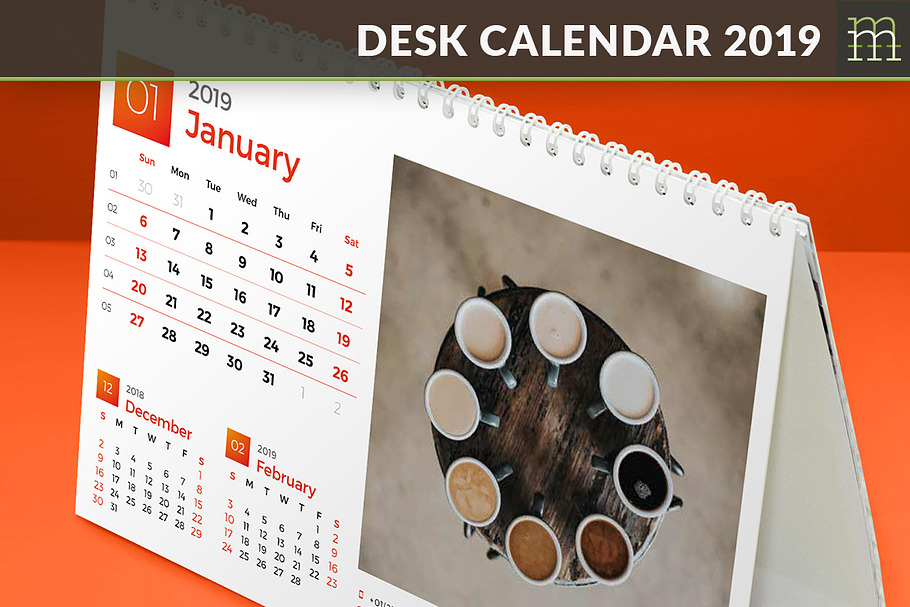 Desk Calendar 2019 (DC009-19) in Stationery Templates - product preview 8