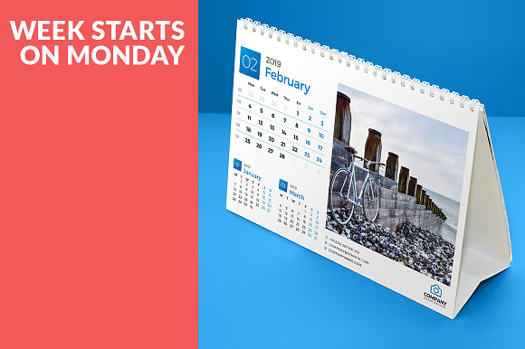 Desk Calendar 2019 (DC009-19) in Stationery Templates - product preview 1