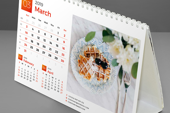 Desk Calendar 2019 (DC009-19) in Stationery Templates - product preview 5