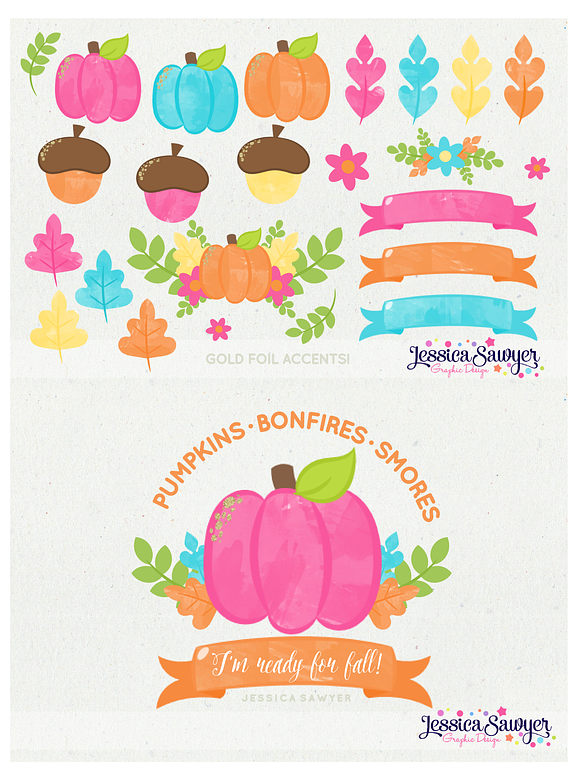 Fall Watercolor Clipart in Illustrations - product preview 2