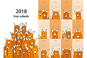 Funny foxes, calendar 2018 design